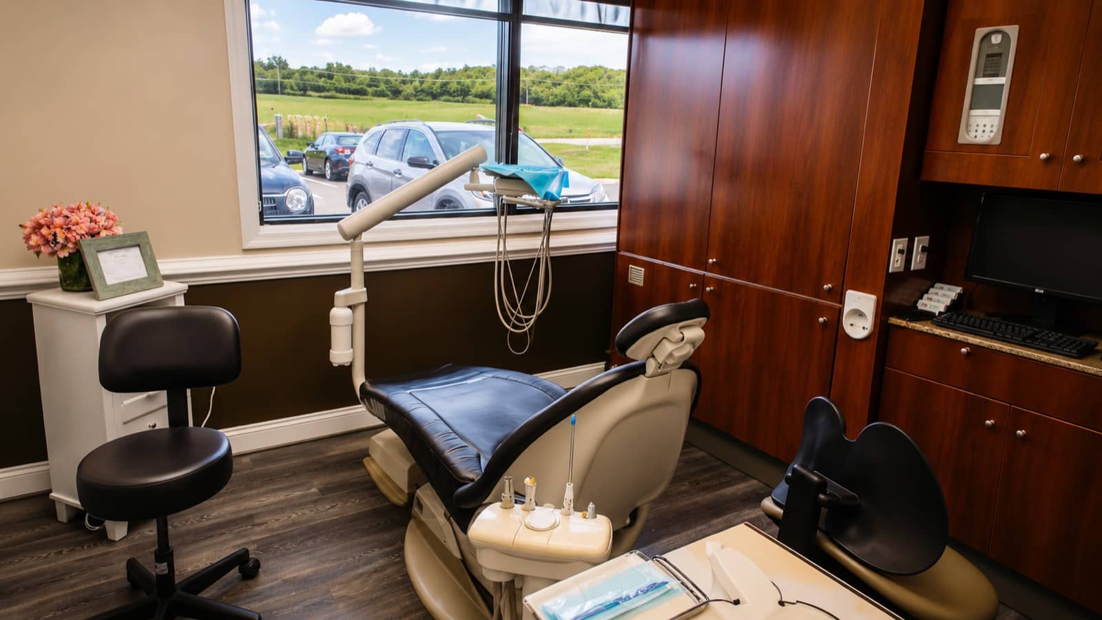 Dental operatory at Willis & Associates Family Dentistry - Stuarts Draft with a window view of the Shenandoah Valley